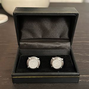 Never worn Silver 925 Cufflinks with pave crystals